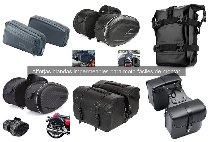 Montaje fácil de alforjas blandas impermeables para moto